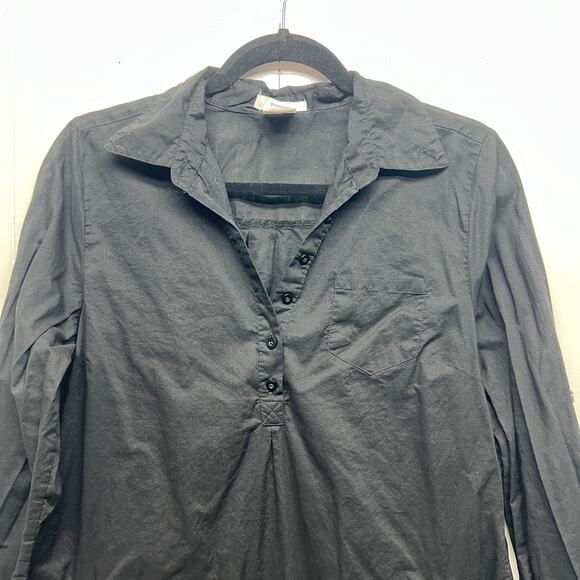 Prototype Womens Vtg 1/4 Button Long Sleeve Black Shirt Size Medium Side Pockets - Picture 3 of 13